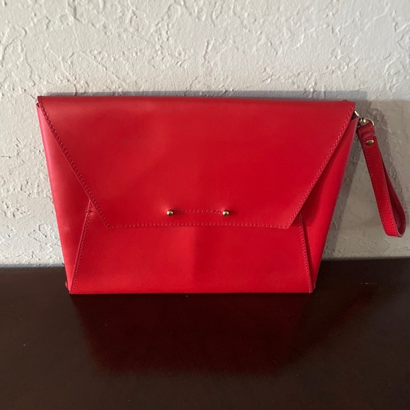 GARUGLIERI beautiful red leather clutch envelope Italy New R. 250 - Picture 2 of 5